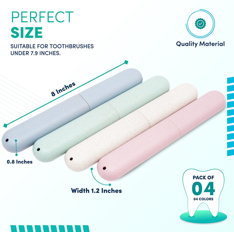 4 PCS Travel Toothbrush case with Ventilation Holes – Portable breathable Plastic Toothbrush Holders - Ideal for Travel, Camping, Trips, School, Home Pack of 4 - BeesActive Australia
