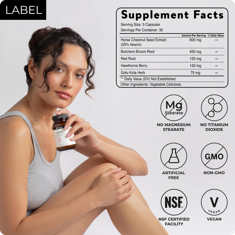 Blisque - Natural Leg Vein Support Supplement for Varicose and Spider Veins | Boosts Oxygen, Enhances Blood Flow and Circulation for Legs | Doctor-Approved | with Horse Chestnut | 90 Capsules - BeesActive Australia