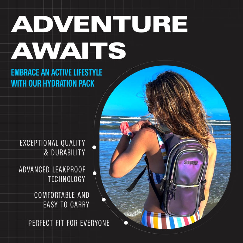Sojourner Hydration Pack, Hydration Backpack - Water Backpack with 2l Hydration Bladder, Festival Essential - Rave Hydration Pack Hydropack Hydro for Hiking, Running, Biking, Festival Gear Luminous - Green - BeesActive Australia