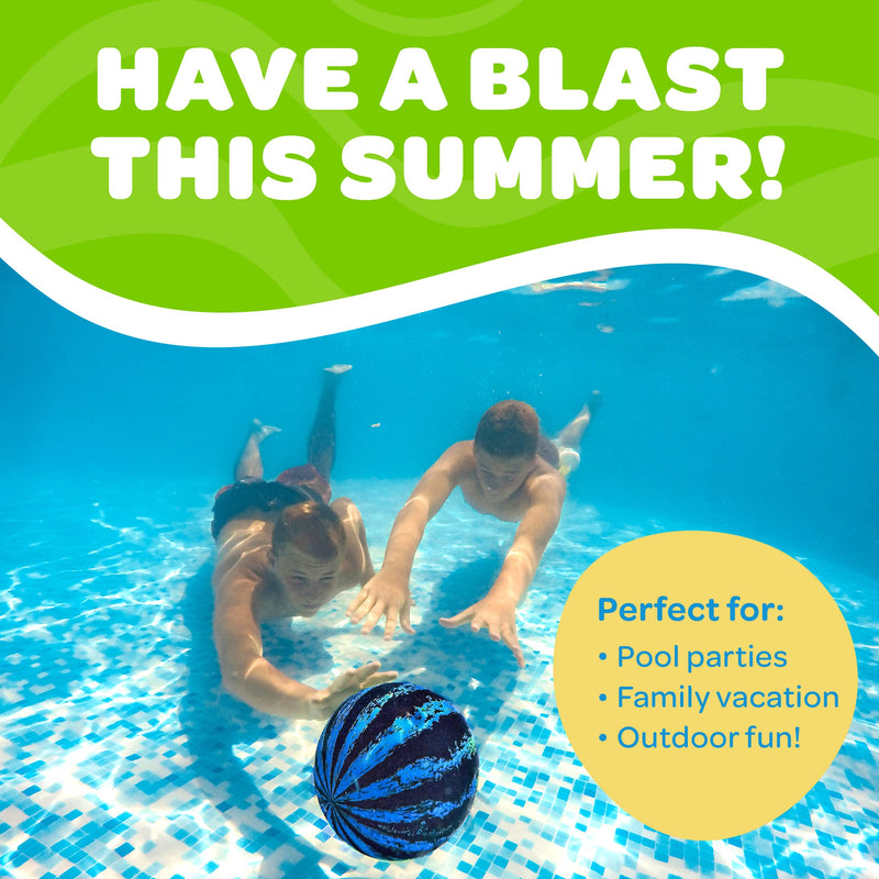 Watermelon Ball – The Ultimate Swimming Pool Game for Under Water Passing, Dribbling, Diving and Pool Games for Teens, Kids, or Adults, Balls Fills with Water, Blue, 9 inches 9" 9" Blue