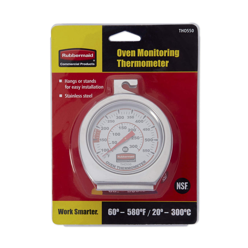 Rubbermaid Commercial Products Stainless Steel Monitoring Thermometer, Safe for Inside Oven/Grill/Smoker, 60-580°F Range, Easy to Read Food Thermometer For Food Resturant/Home Cooking Oven/Grill/Smoker Thermometer - BeesActive Australia