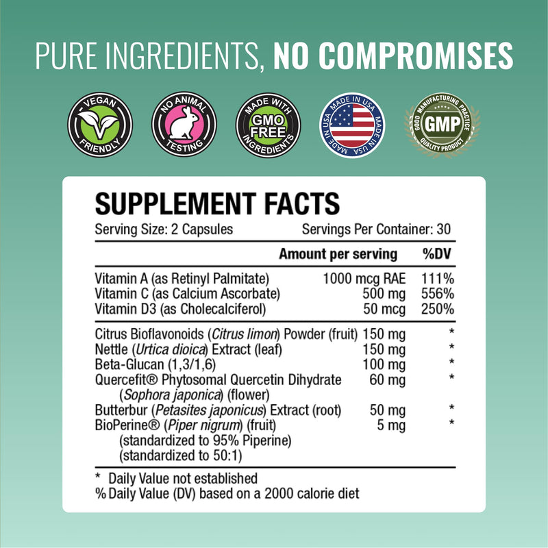 Approved Science® Respirasyl - Lung and Respiratory Support - with Quercefit, Vitamins A,C,D, BioPerine - 60 Capsules - Made in the USA 60 Count (Pack of 1)