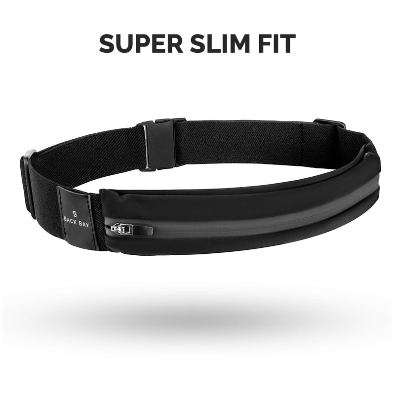 Back Bay Slim Running Belt for Women & Men [Fits ALL Phones], Runners Fanny Pack for Men, Money Belt, Running Gear Gift, Waist Bag Workout Gear, iPhone Runner's Phone Holder Waist Pack 2. Black