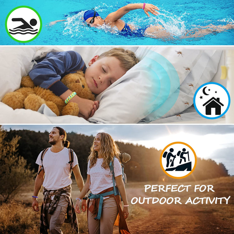 Mosquito Repellent Bracelets 12 Pack, Individually Wrapped Mosquito Repellent Bands, DEET Free Bug Insect Mosquito Wristbands Safe for Adults and Kids - BeesActive Australia
