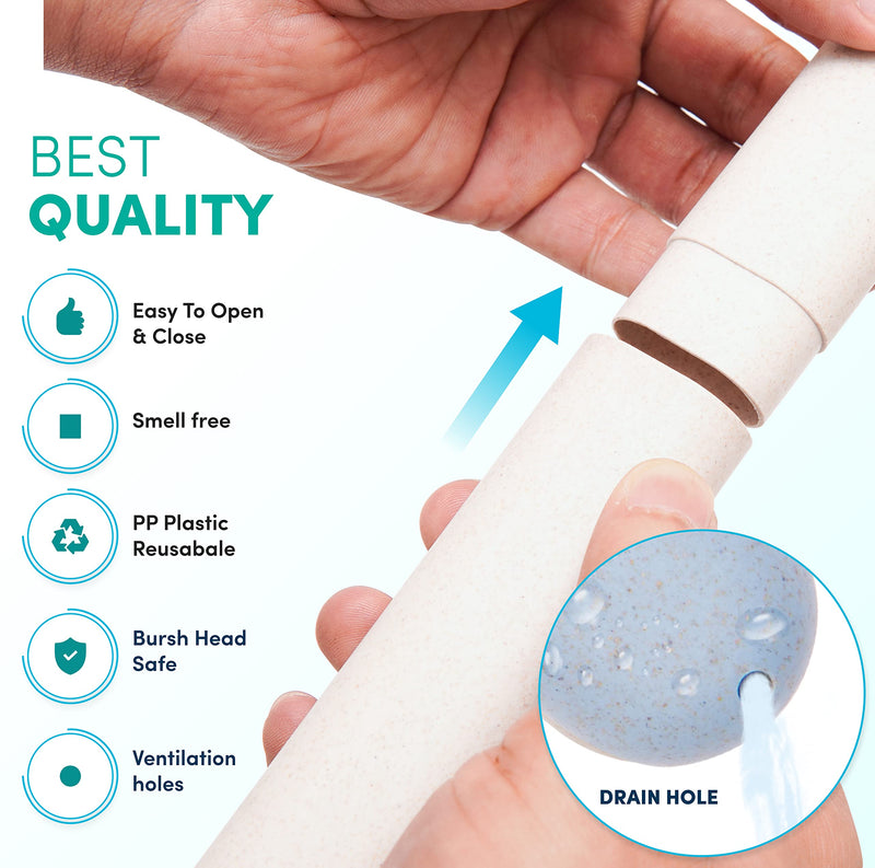 4 PCS Travel Toothbrush case with Ventilation Holes – Portable breathable Plastic Toothbrush Holders - Ideal for Travel, Camping, Trips, School, Home Pack of 4 - BeesActive Australia