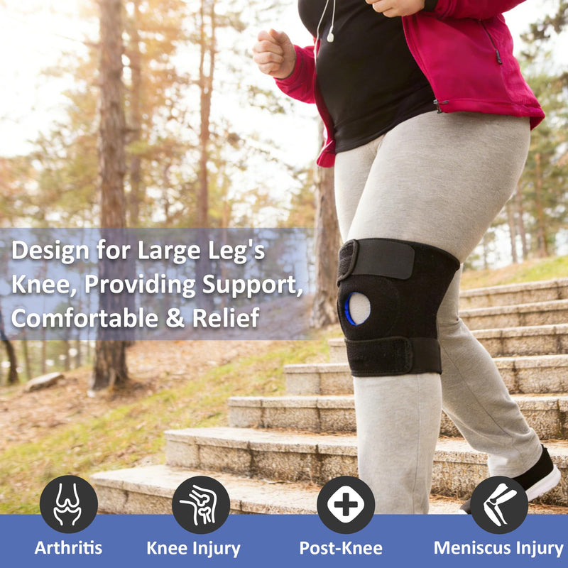 Plus Size Knee Brace for Obese Women & Men - Adjustable Knee Support for Meniscus Tear, Arthritis Pain, Compression with Side Stabilizers (4XL/5XL/6XL) 4XL/5XL/6XL