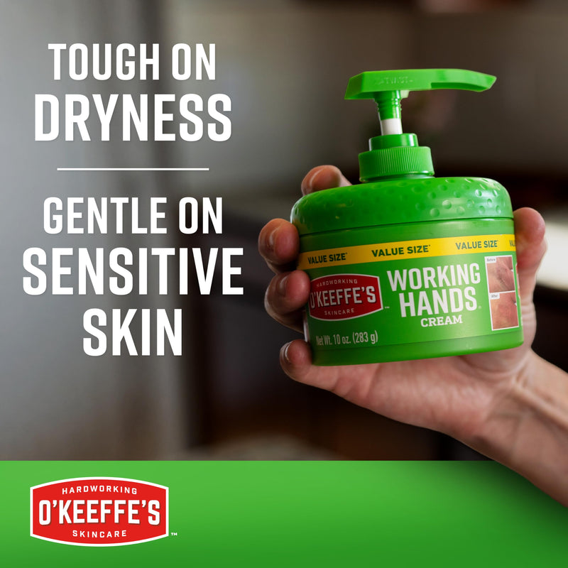 O'Keeffe's Working Hands Hand Cream in a Pumpable Jar for Extreme Dryness – 10oz Pump (1 Pack) - Repairing Skincare for Cracked, Dry Hands 10 Ounce 1 Pack