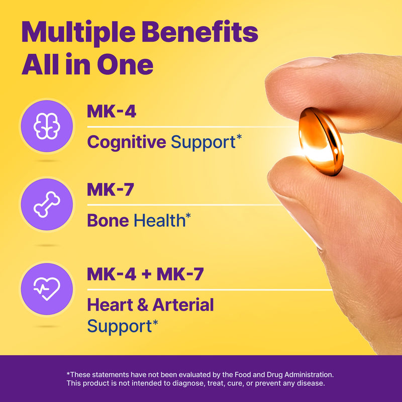 InnovixLabs Full Spectrum Vitamin K2-90 Softgels with 600 mcg of Trans Form MK7 and MK4 - Supports General Health and Bone Strength - Soy and Gluten Free K2 Vitamin Supplement (Pack of 2) 90 Count (Pack of 2)
