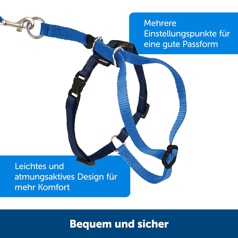PetSafe Easy Walk Cat Harness, With Elastic Bungee Leash, For Walking Your Cat, Size M, Blue, CWMK-M-RYL-19 - BeesActive Australia