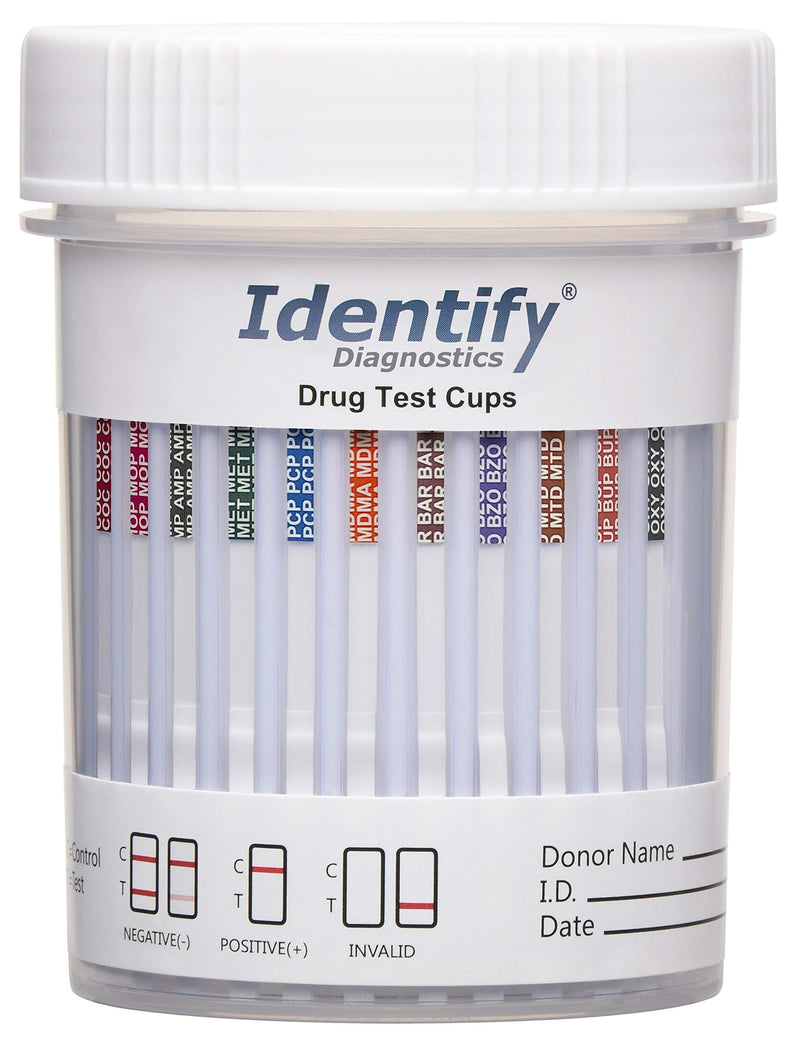 Identify Diagnostics Drug Test Cups | 5 Pack | 12 Panel CLIA Waived Instant Urine Marijuana Drug Test Kit for AMP,BAR,BUP,BZO,COC,MDMA,MET,MOP|OPI,MTD,OXY,PCP,THC - BeesActive Australia