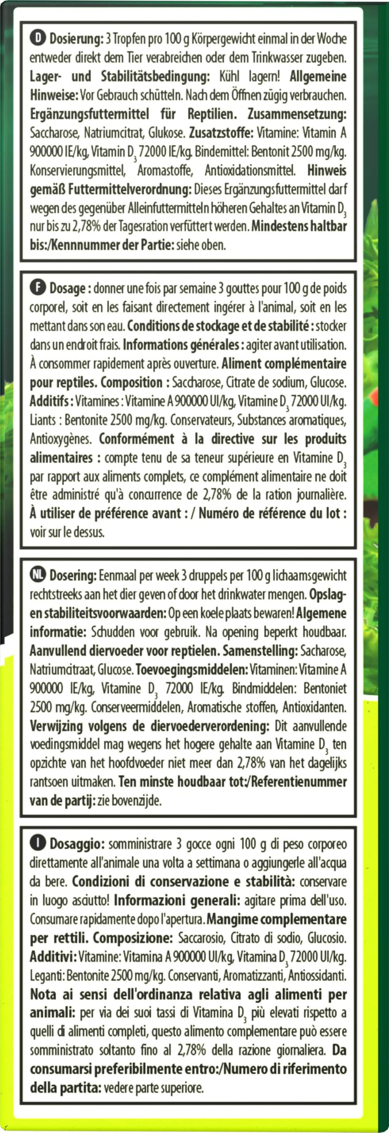Tetra ReptoSol (high-quality liquid vitamin supplement food for all reptiles, multivitamin preparation, nutritional supplement increases resistance), 50 ml bottle - BeesActive Australia