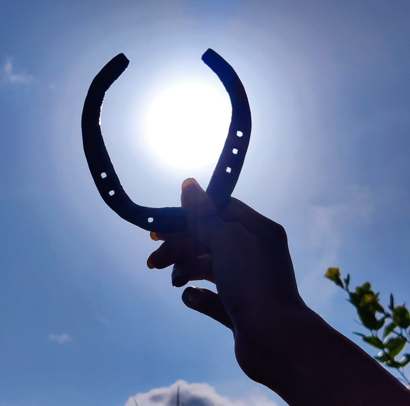 Wonder Care Horseshoe Authentic Used Horseshoe Good Luck Charm Rustic Auspicious Lucky Gift Cast Iron Real Horseshoe for Wall Decorations Prosperity and Fortune Iron (Rustic) - BeesActive Australia
