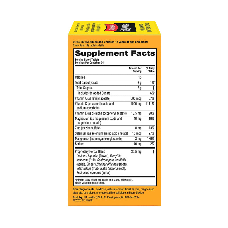 Airborne 1000mg Chewable Tablets with Zinc, Immune Support Supplement with Powerful Antioxidants Vitamins A C & E - 96 Tablets, Citrus Flavor - BeesActive Australia