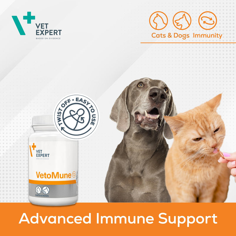 Vet Expert VetoMune Immune Support Supplement for Cats & Dogs – Boosts Natural Defences, Aids Recovery, 60 Capsules