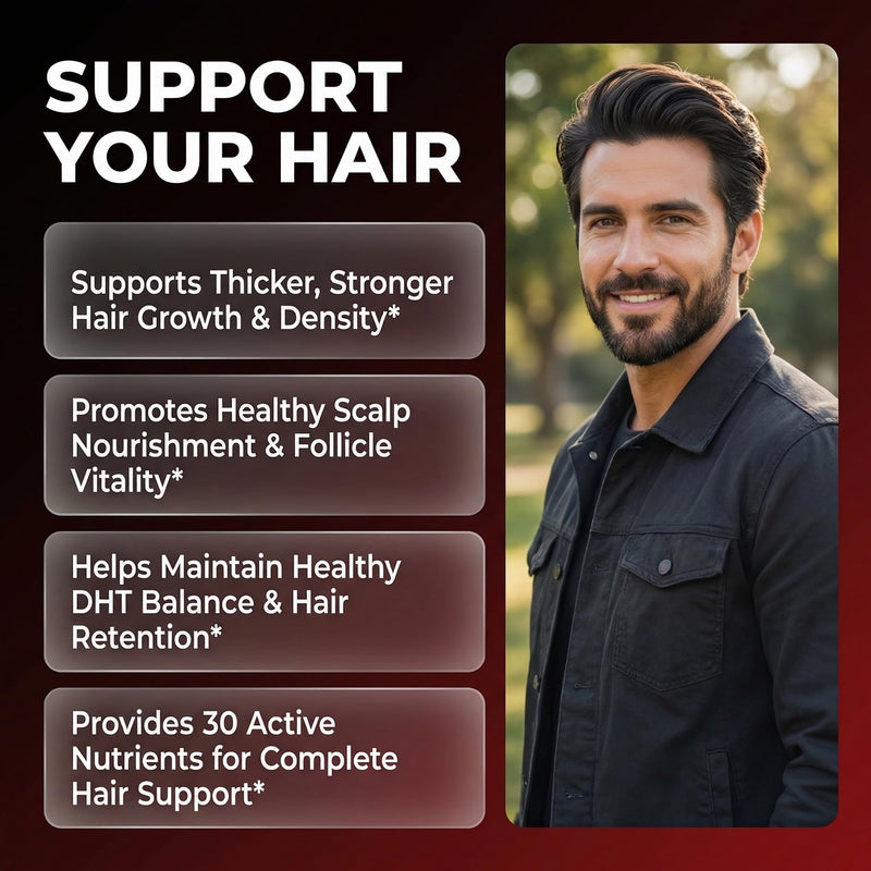 Hair Growth Supplement For Men | Biotin Hair Vitamins Collagen Pumpkin Seed Saw Palmetto Iron Ginseng Bamboo Silica Rosemary Peppermint Keratin Selenium Iodine Flaxseed Horsetail Vitamin A C D3 E B12 1