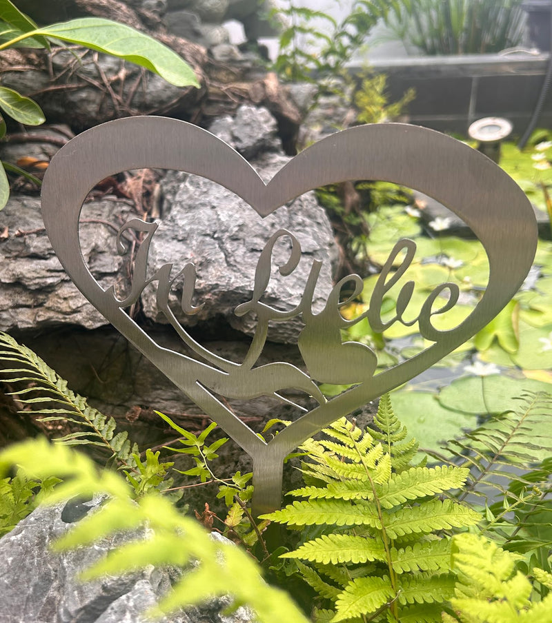 T TAKONE Grave Decoration Weatherproof - Stainless Steel Heart with Saying In Love - Grave Decoration for Cemetery, Pets and Memories, Suitable for Christmas, Winter and Dead Sunday Silver Heart - BeesActive Australia