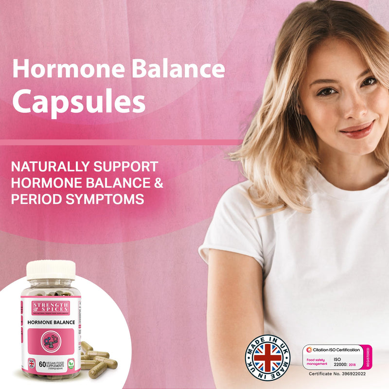 Strength & Spices Hormone Balance 100% Natural Estrogen Supplement ‚Äì 12 Ingredients w Dong Quai - 60 Vegan UK Made 1000mg Capsules ‚Äì Fertility and Menstrual Comfort - BeesActive Australia