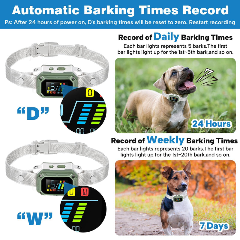 Dog Bark Collar, Rechargeable Smart Collar, Anti Barking Training Collar with Adjustable Sensitivity Beep Vibration Shock, Bark Collar for Large Medium Small Dogs - BeesActive Australia