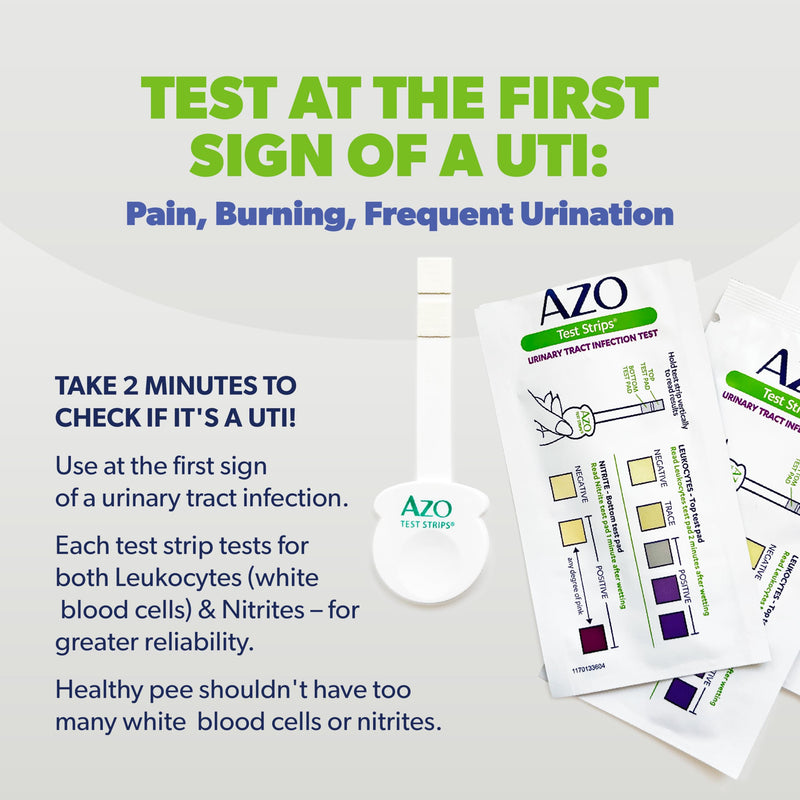 AZO Urinary Tract Infection (UTI) Test Strips, Accurate Results in 2 Minutes, Clinically Tested, Easy to Read Results, Clean Grip Handle, #1 Most Trusted Brand, 3 Count 3 Count (Pack of 1) UTI Test Kit