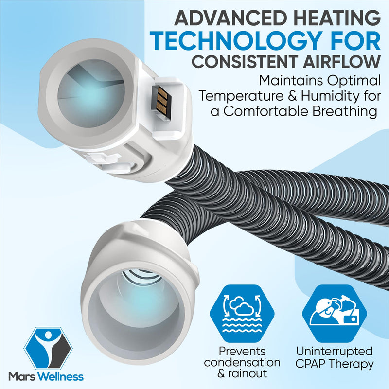 Mars Wellness CPAP Heating Tube 6-Foot - Compatible with AirSense 10 and AirCurve 10 Machines - Replacement for ClimateLine, Flexible CPAP Hose for Climate Control and Rainout Prevention