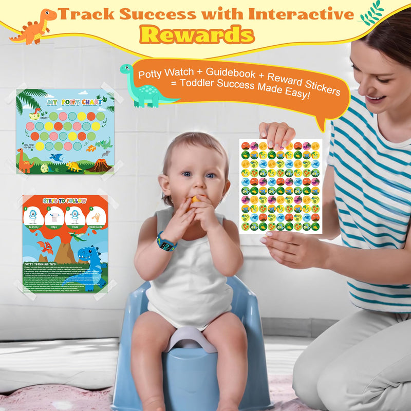 Toddler Potty Training Set ‚Äì Potty Training Watch with Musical/Vibration Alerts, Fun Board Book, Progress Chart & Reward Stickers ‚Äì Interactive Toilet Learning Kit for Boys and Girls Ages 2-6 PurplishBlue-KL2-4Pcs - BeesActive Australia