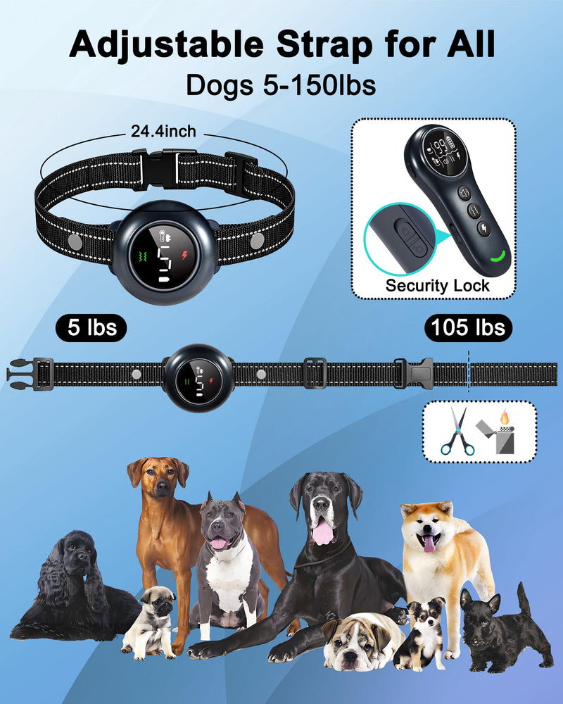 2-in-1 Dog Training and Bark Control Collar – Rechargeable, Waterproof, Smart Anti-Barking Collar for Small, Medium, and Large Dogs - Effective & Humane Training dark blue - BeesActive Australia