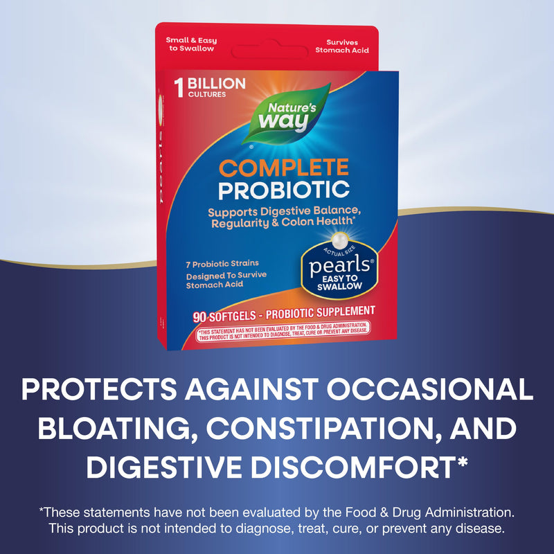 Nature's Way Complete Probiotic Pearls,Supports Digestive Balance*,1 Billion Live Cultures,Supplement for Men and Women,No Refrigeration Required,90 softgels,(Pack of 2) 90 Count (Pack of 2)