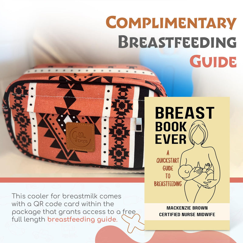 Breastmilk Cooler Bag with Ice Pack Fits 4 Baby Bottles - Dual Pocket Insulated Breast Milk Cooler Travel Bag - Beautiful Printed Breastmilk Storage Bottle Bag Burnt Orange - BeesActive Australia