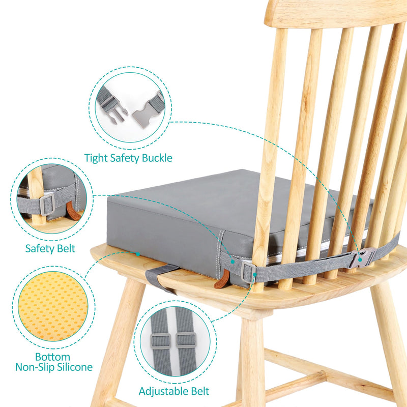 Toddler Booster Seat for Dining Table,Non-Slip Bottom Booster Seat for Table, Child/Kids/Baby Booster Seat for Dining Table with 2 Adjustable Strap Buckle,Portable Travel Booster Seat for Chair(Grey) Grey - BeesActive Australia