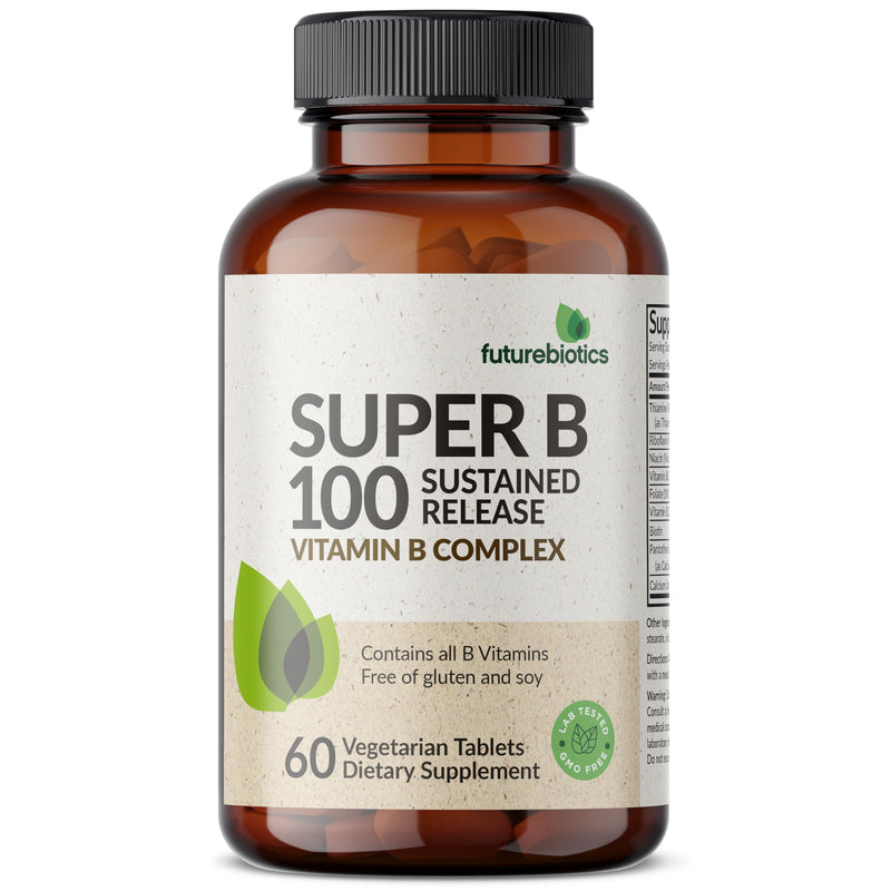 Futurebiotics Super B 100 Sustained Release Vitamin B Complex Non-GMO, 60 Vegetarian Tablets 60 Count (Pack of 1)