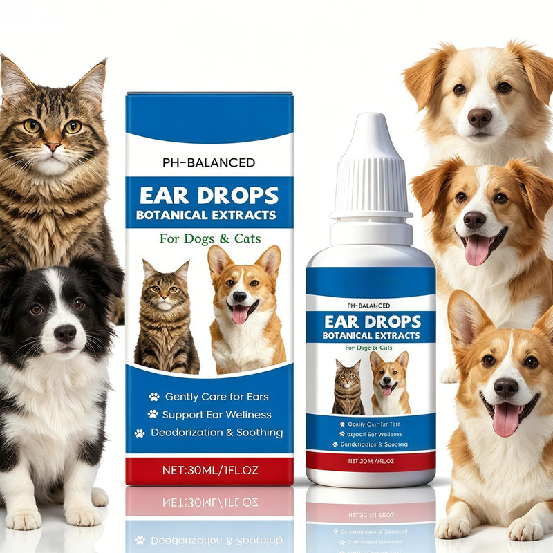 Pet Ear Cleaner Solution for Dogs & Cats, Gentle Ear Drops to Reduce Wax & Prevent Discomfort, Healthy Ear Cleaning Treatment for Regular Care