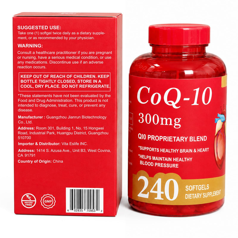Dr.HR CoQ10 300mg Supplement Supports Heart Energy & Brain Health | Coenzyme Q10 as Ubiquinone Antioxidant Support for Women & Men Non-GMO,Gluten & Soy-Free 3rd Party Tested 240 Softgels 240 Count (Pack of 1)
