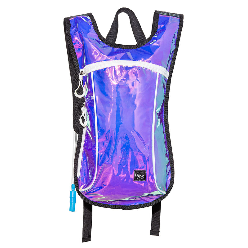 Vibe Festival Gear Hydration Pack Backpack with 2L Water Bladder for Women, Men, Teens, Kids - Hydropack Hydro Sports, Outdoor, Running, Camping, Hiking, Festivals, Raves Purple Holographic Iridescent - BeesActive Australia
