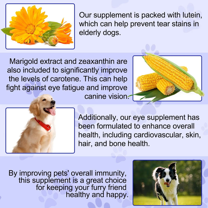 Dog Eye Health Care Supplements, 180 Count, Vision Support with Omega 3 and DHA