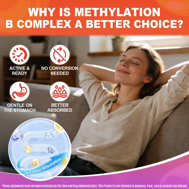 Methylated Vitamin B Complex Gummies, Active Vitamins B, Sugar Free, 60ct | 12-in-1 Multivitamin w/ 1000 mcg Methyl B12, 2000 mcg Biotin, Methylfolate, Inositol for Women & Men, Energy, Brain, Hair
