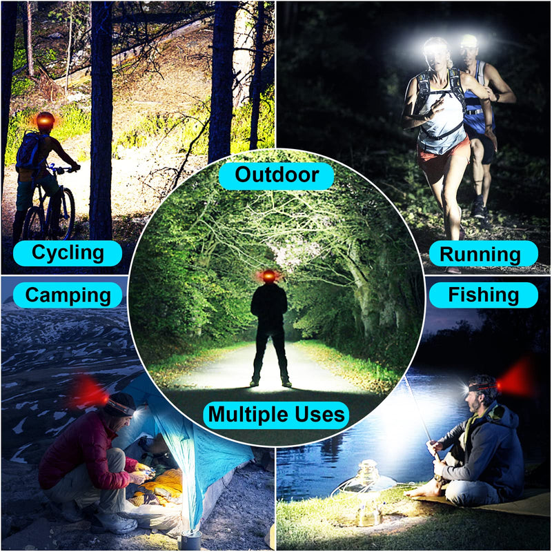 LED Headlamp Rechargeable Head Lamp, Bright Wide Beam Headlight Flashlight Light - BeesActive Australia
