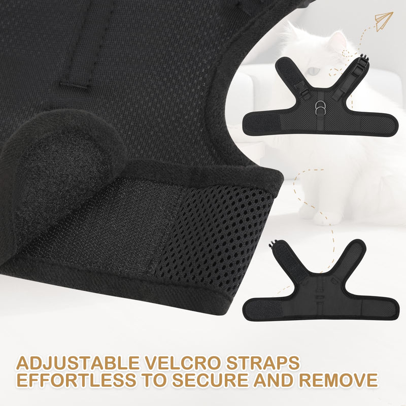 MoNiBloom Soft Cat Harness for Walking Escape Proof and Travel, Kitten Adjustable Breathable Vest Harness - Black, S - BeesActive Australia