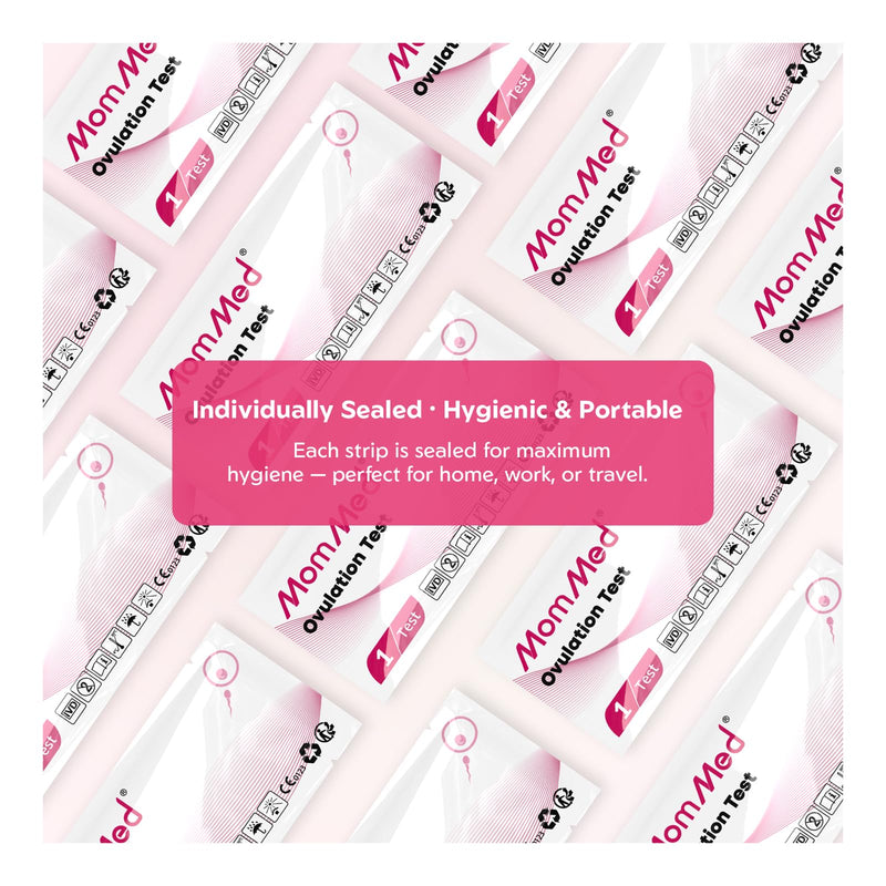 MomMed Ovulation Test Strips, 105 LH Ovulation Predictor Kit with 105 Collection Cups, Accurately Track Ovulation Test, High Sensitivity Result for Women Home Testing 105 Count (Pack of 1) Pink - BeesActive Australia