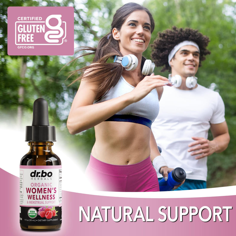 Hormone Balance for Women & PMS Relief - Women's Wellness Organic Hormonal Balance Supplements Liquid Drops & Menstrual Cramp Period Support - Raspberry Leaf, Chasteberry, Black Cohosh Supplement 1 Oz