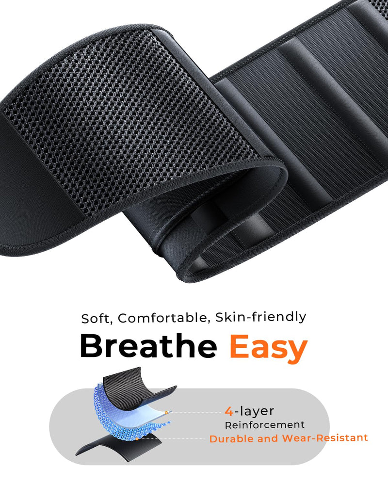 Medical-Grade Work Back Brace with Adjustable Shoulder Straps [Stronger Support & Breathable Mesh] Lower Back Support Belt for Men Women - Pain Relief for Lifting, Warehouse, Construction & Moving Black Medium