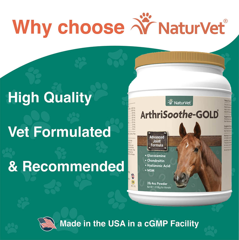 NaturVet ArthriSoothe Gold Advanced Joint Horse Supplement Powder – For Healthy Joint Function in Horses – Includes Glucosamine, MSM, Chondroitin, Hyaluronic Acid – 60 Day Supply - BeesActive Australia