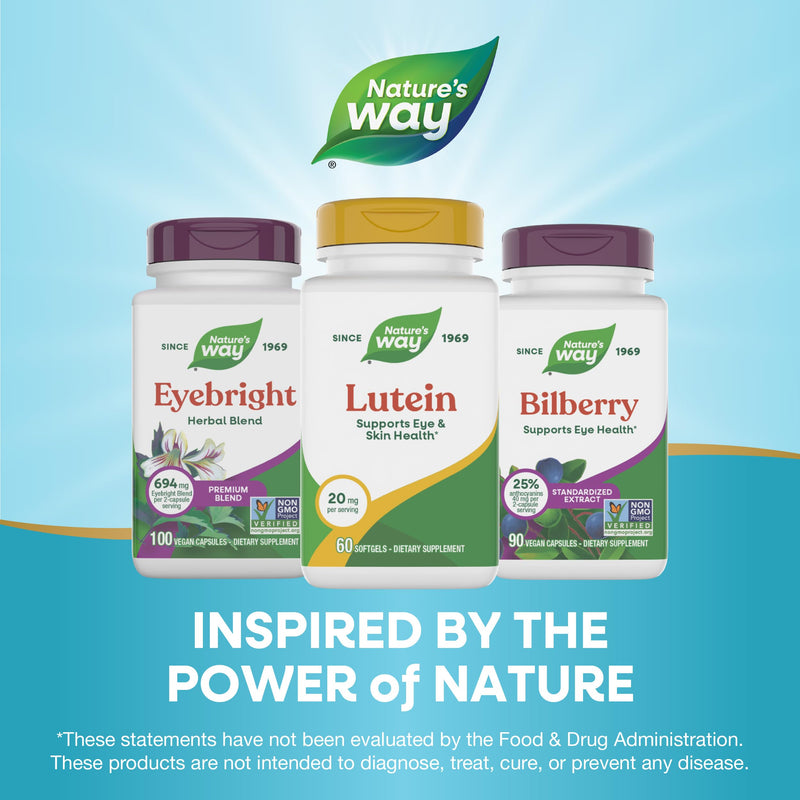 Nature's Way Lutein, Supports Eye & Skin Health*, 20 mg per Serving, 60 ct | Softgels Promote Healthy Retina Function*, Supports Skin Hydration & Elasticity*, 20 mg FloraGLO Lutein per Serving