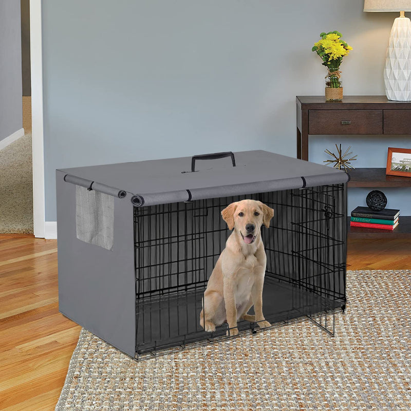 48Inch Wire Dog Crate Cover,Durable Windproof Privacy Polyester Pet Kennel Covers,Breathable Blackout Cover for 1/2/3 Door Dog Cage. (48" L x 30" W x 33" H,Grey) 48" L x 30" W x 33" H Grey - BeesActive Australia