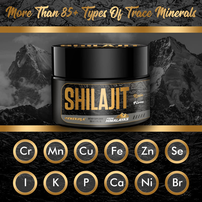 Shilajit Resin - Organic Shilajit Resin Third Party Tested Rich in 85+ Trace Minerals, Gold Grade Himalayan Pure Shiljait for Energy (1 Fl Oz (Pack of 1)) Unflavored 1 Ounce (Pack of 1) - BeesActive Australia