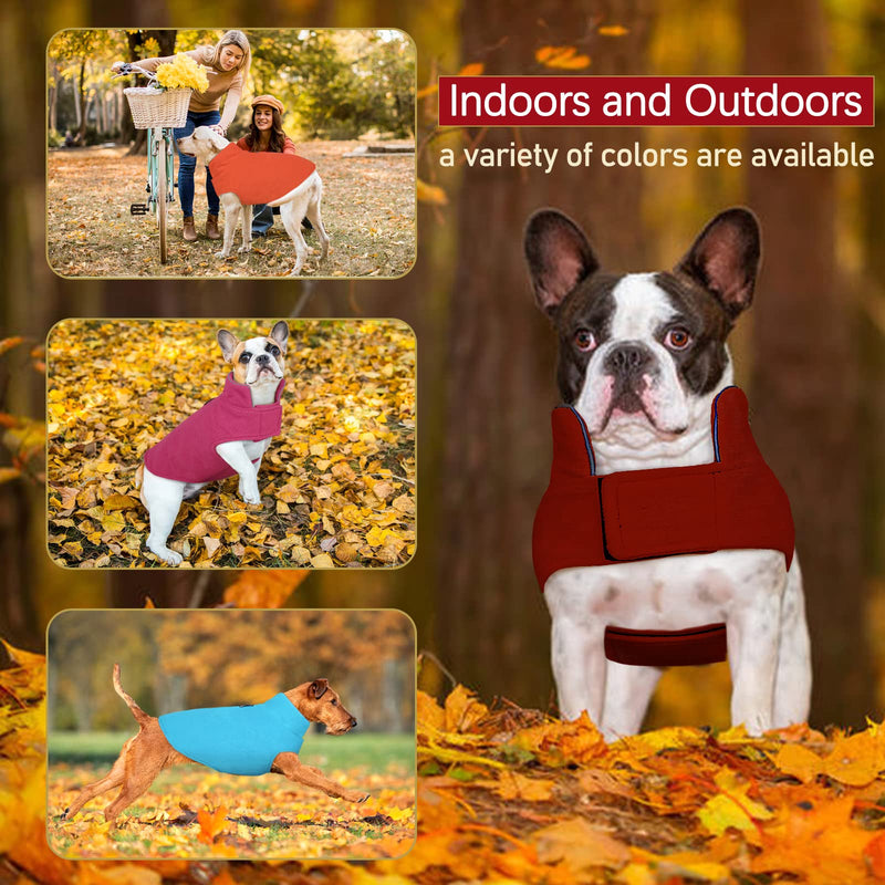 DENTRUN Windproof Winter Warm Fleece Medium Dog Coat Reversible Puppy Jacket Reflective Soft Pet Vest, Cold Weather Dog Sweater Apparel Leash Access Overcoat for Medium Breeds, Burgundy, M - BeesActive Australia