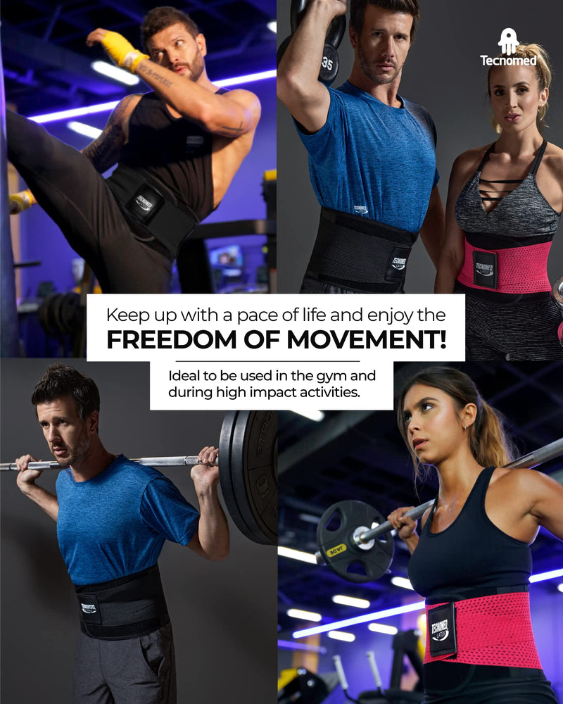 Tecnomed Latex Back Support Belt for Men & Women - Waist Lumbar Support Lower Back Brace for Lower Back Pain Relief Large