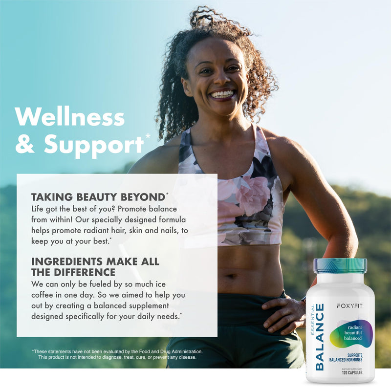 Essential Balance Hormonal Support and Vitamin Supplement for Women by Foxy Fit – Antioxidant, Healthy Skin & Hair for Daily Use* (30 Servings)