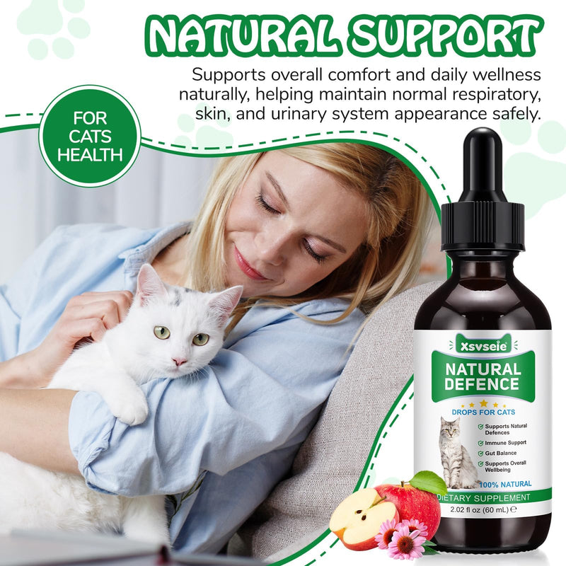 Antibiotics for Cats, Cat Antibiotics for Infections, Natural Antibiotics for Cats Immune Drops Help Supports Allergies, Itching, Coughs, Skin, 60ml, Bacon Flavor (1 Pack) 1 Pack
