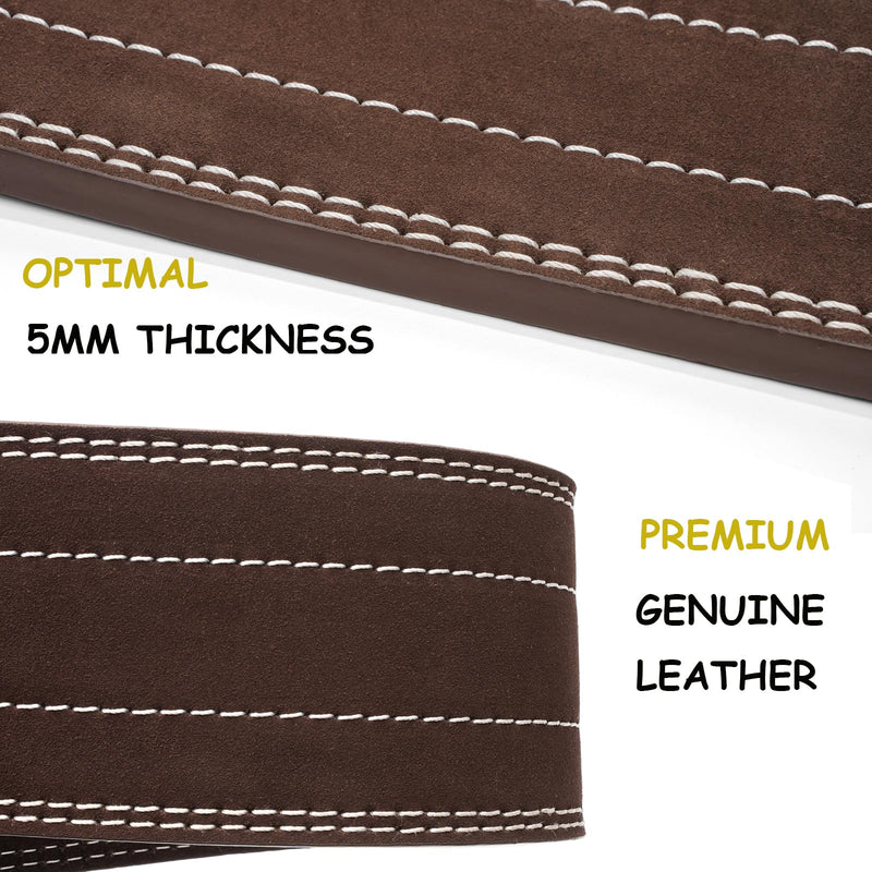 Men & Women Weight Lifting Belt, 100% Genuine Leather Weightlifting Belt, Comfortable Squat Belt, Deadlift Belt or Powerlifting Belt, Workout Belt for Strength Training M Brown