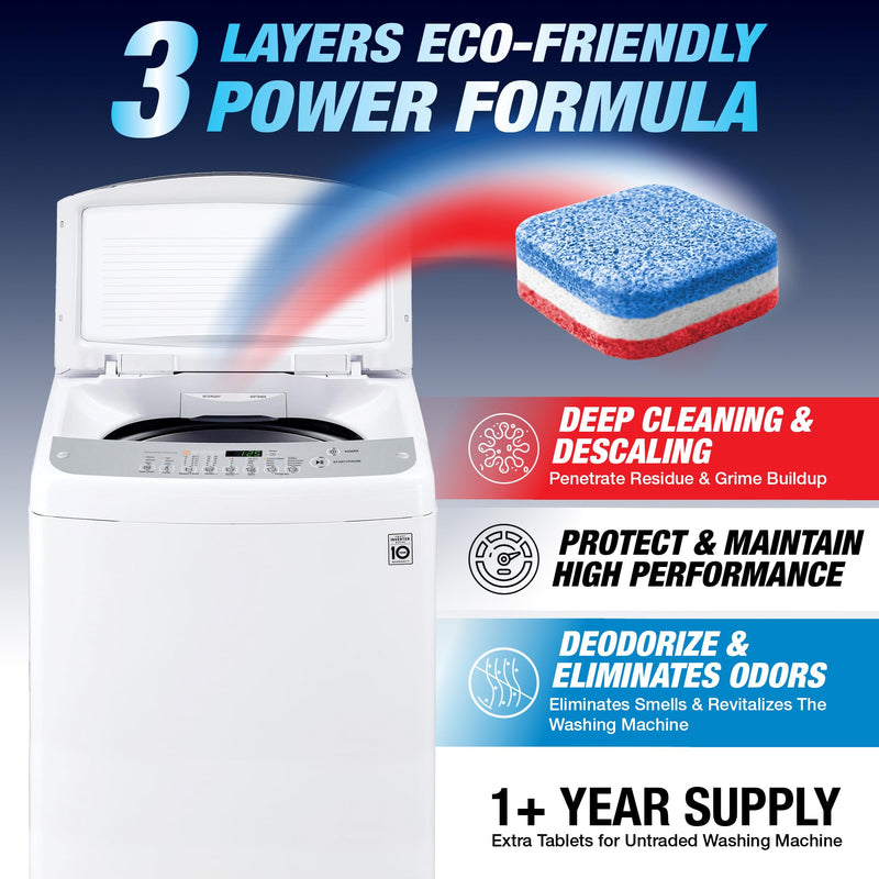 Washing Machine Cleaning Tablets - HE Top Load - 28 Tablets - 1 Plus Year Supply - Eco Friendly Washing Machine Cleaner - Deep Cleaning & Descaling - Protect & Deodorize - Made for Top Loader Washers - BeesActive Australia